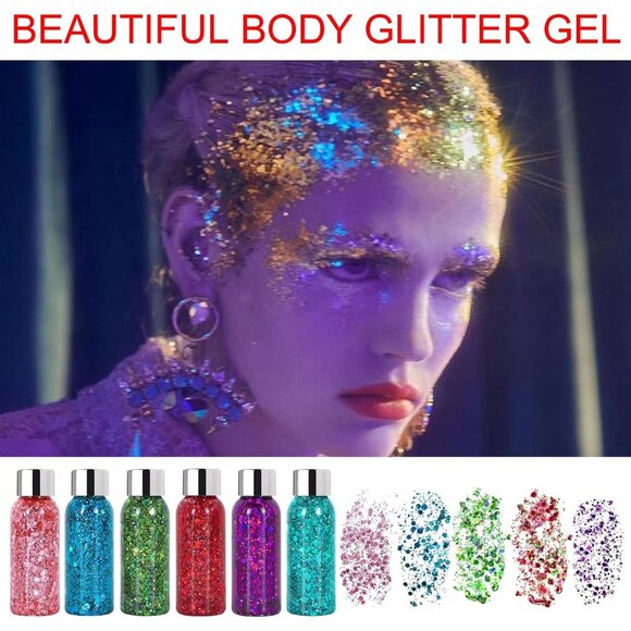 Body Glitter Gel Face and Body Makeup Liquid Long Lasting Green Mermaid Scales - Picture 7 of 7